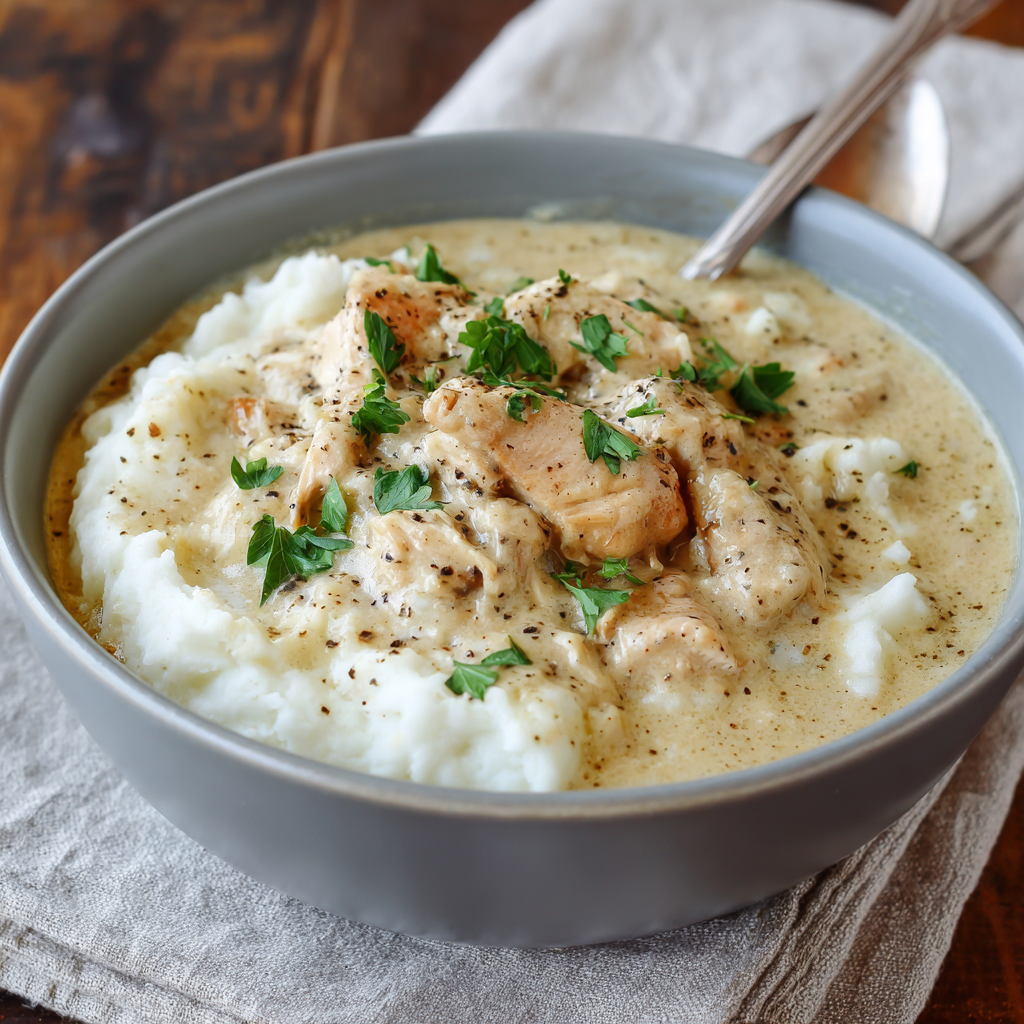 Easy Crockpot Chicken & Creamy Gravy