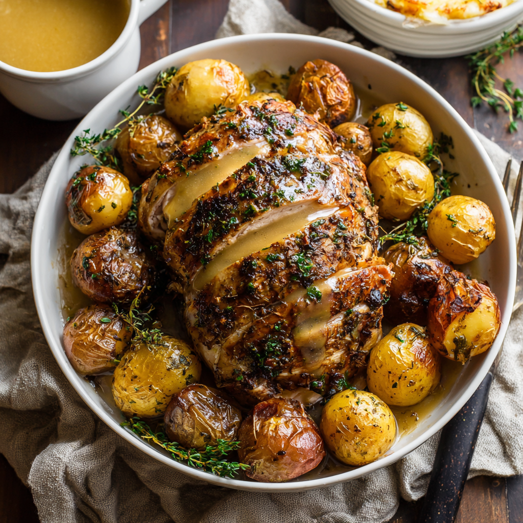 Crockpot Turkey Breast Roast with Potatoes & Gravy