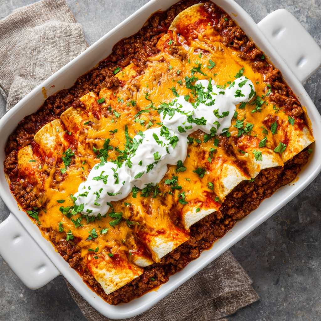 Easy Cheesy Ground Beef Enchiladas
