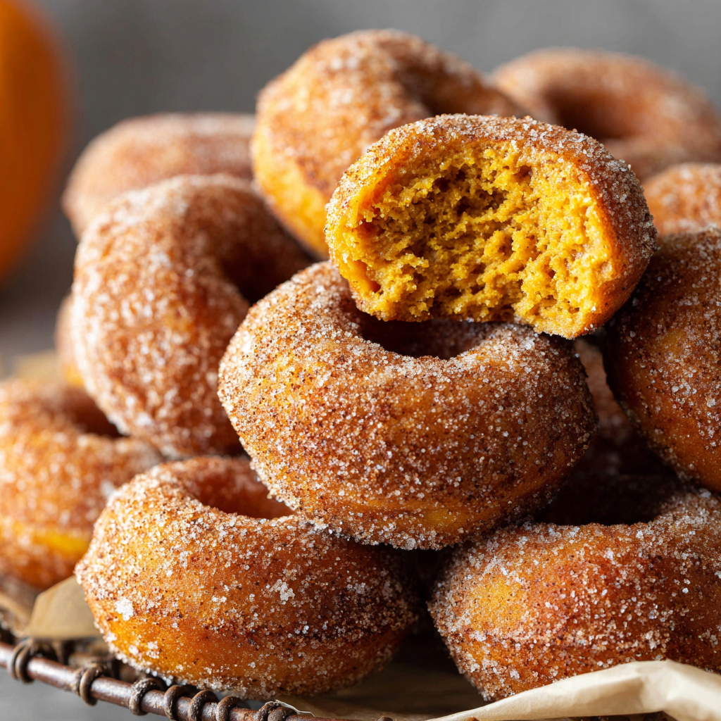 Pumpkin Donuts with Cinnamon Sugar