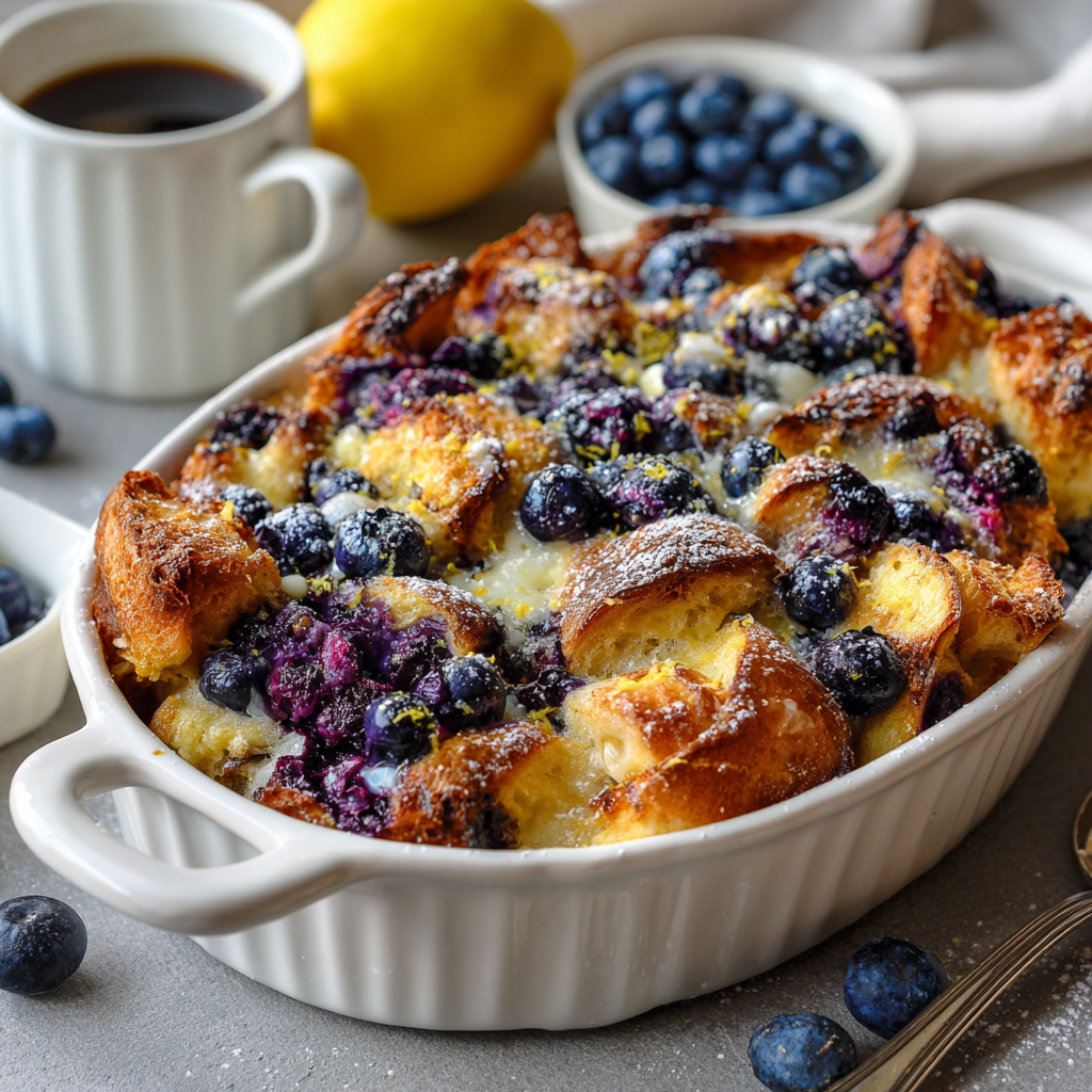 Blueberry Croissant Bread Pudding