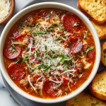 Sausage & Pepperoni Pizza Soup