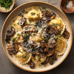 Ravioli in Creamy Mushroom Sauce