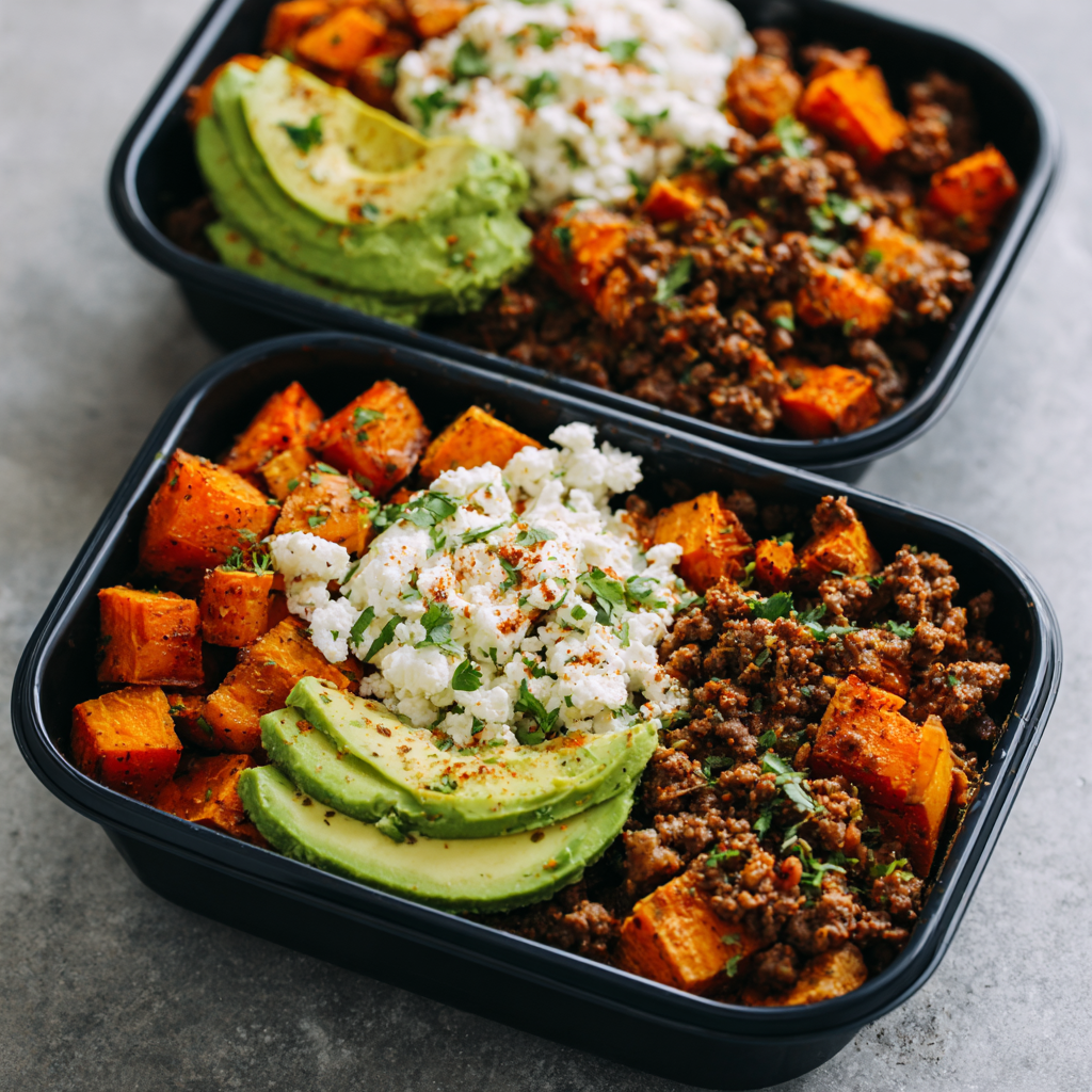 Sweet Potato Taco Beef & Cottage Cheese Meal Prep Bowls : High Protein, Whole Food Fuel