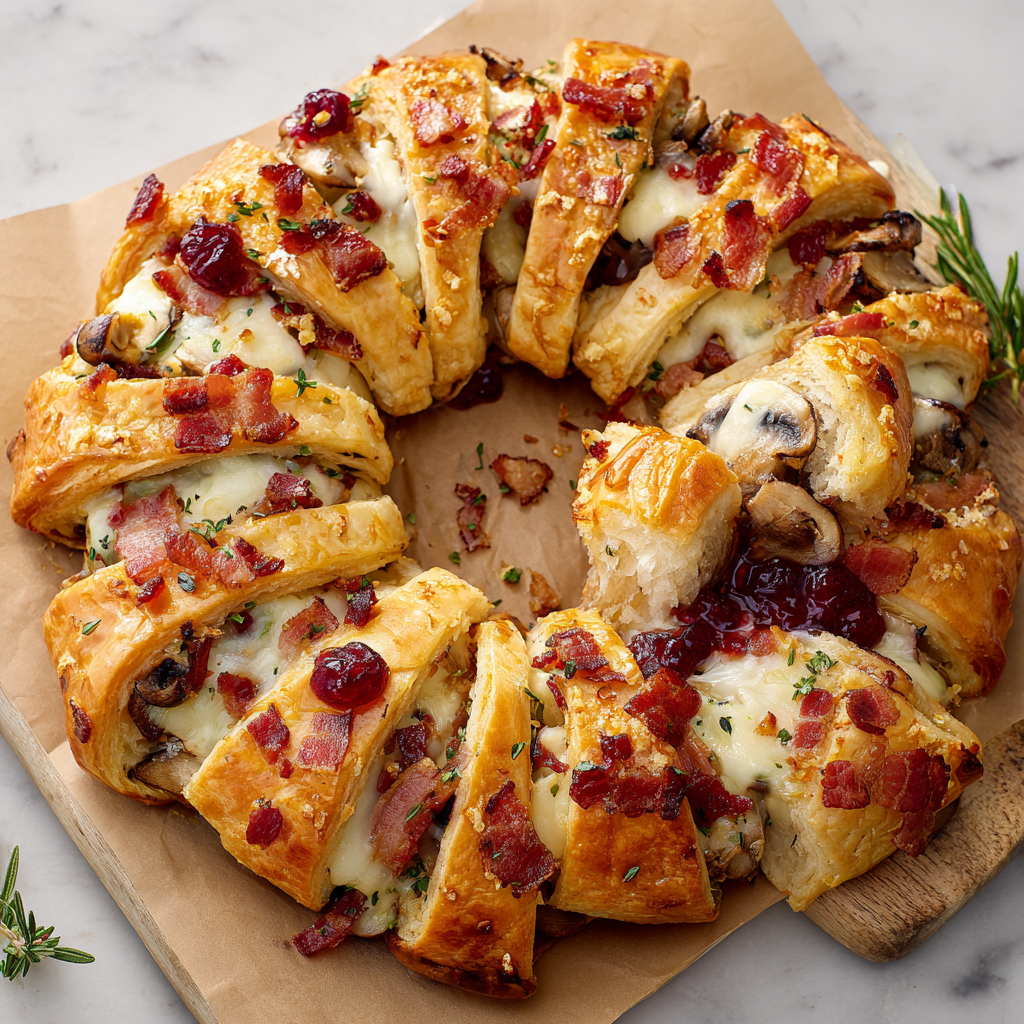 Bacon Brie Crescent Wreath