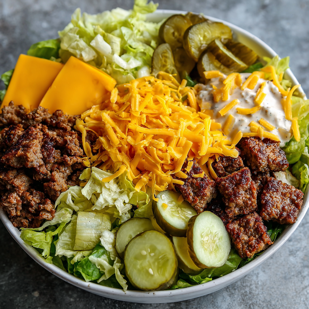 Low-Carb Cheeseburger Salad Bowl : Big Flavor, No Bun Needed
