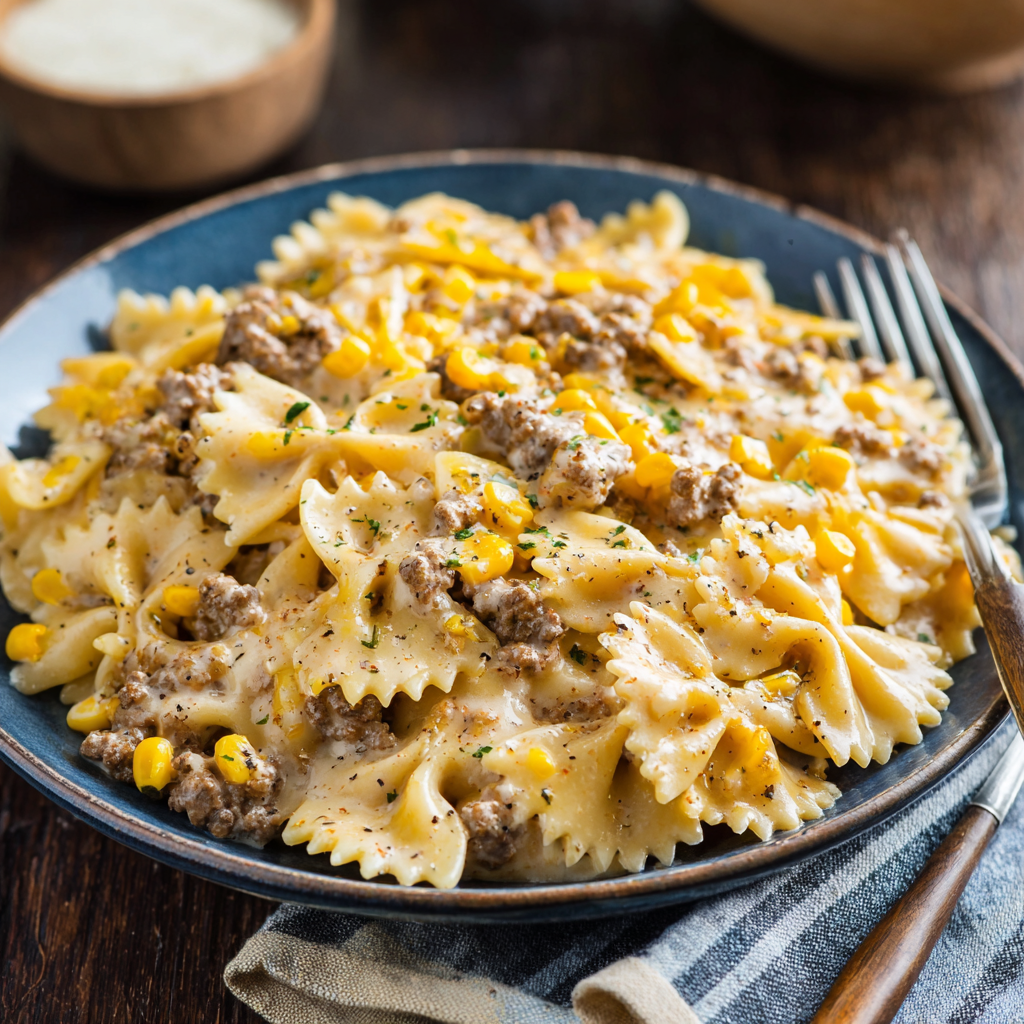 Slow Cooker Creamy Ranch Beef & Corn Bowties : Hearty, Cheesy, and Family-Friendly