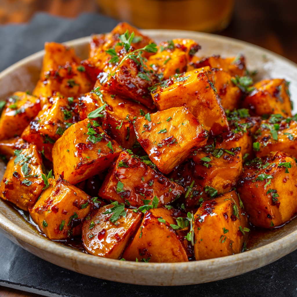 Roasted Hot Honey Sweet Potatoes : Sweet, Spicy & Oven-Baked Perfection
