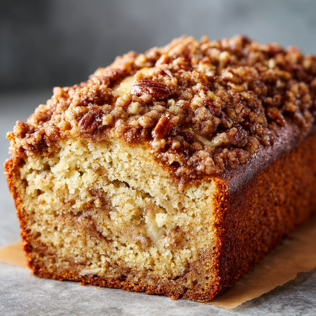 Banana Pecan Streusel Loaf : Moist Banana Bread with a Sweet Crunchy Topping