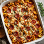 Cheese Tortellini Pepperoni Pizza Casserole : Cheesy, Saucy & Family-Approved