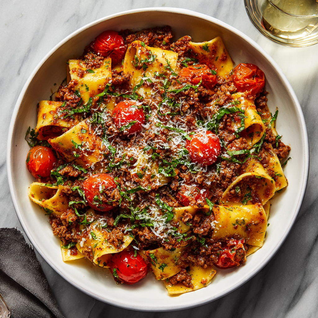 Simple Bolognese with Cherry Tomatoes & Herbs