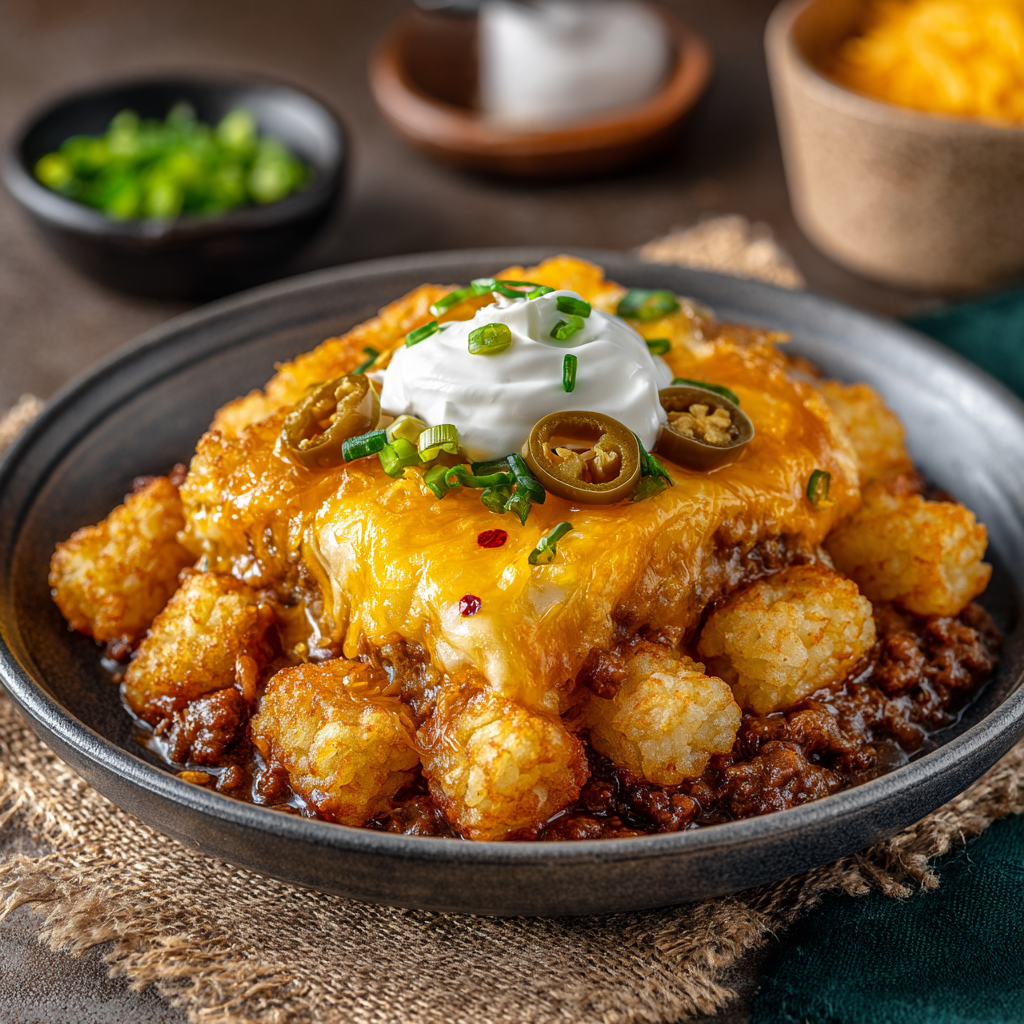 Chili Cheese Tot Pie : Loaded Comfort Food for Chilly Days