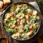 Creamy Garlic Parmesan Tortellini with Chicken & Broccoli : One-Pan Comfort Dinner