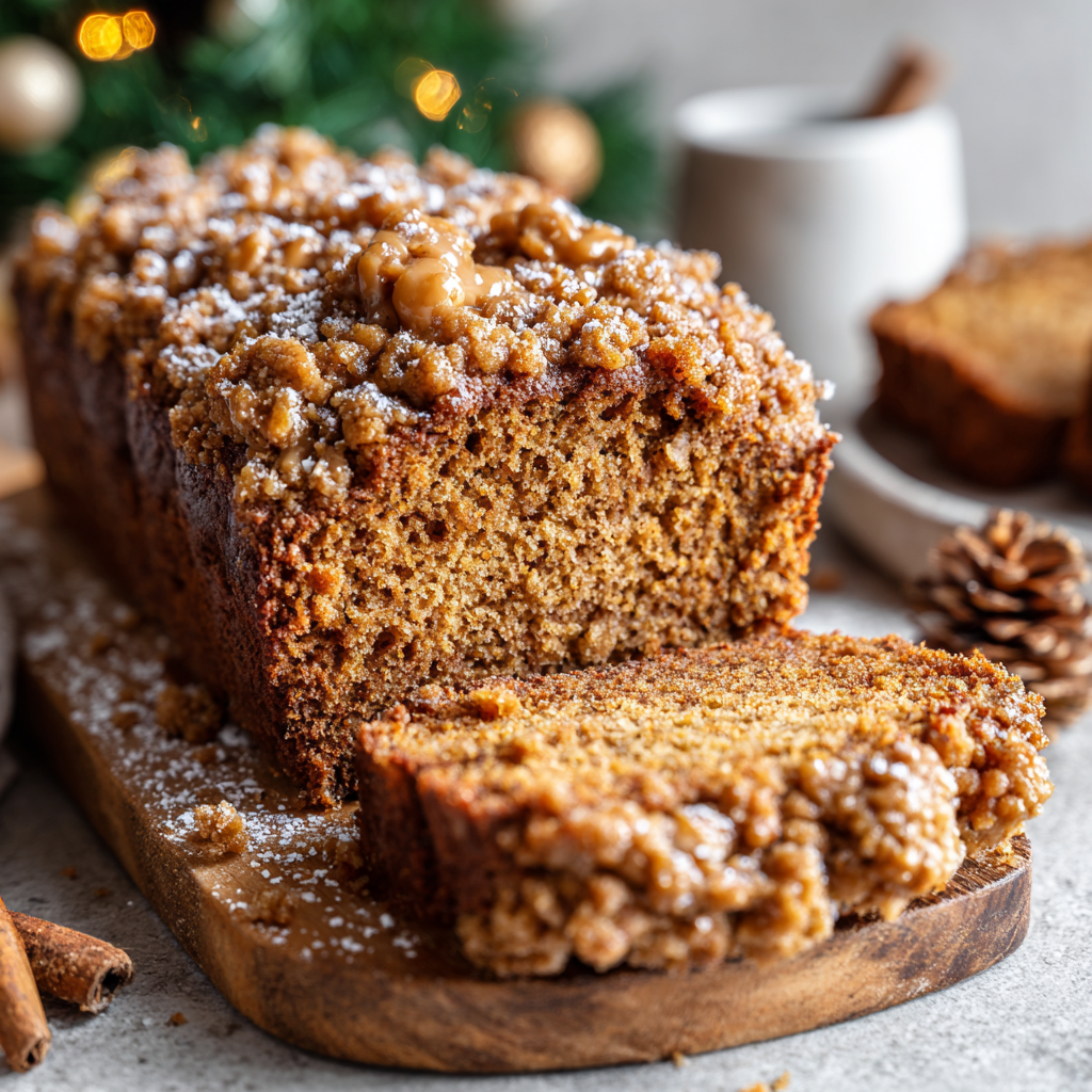 Gingerbread Banana Bread with a Festive Streusel Twist