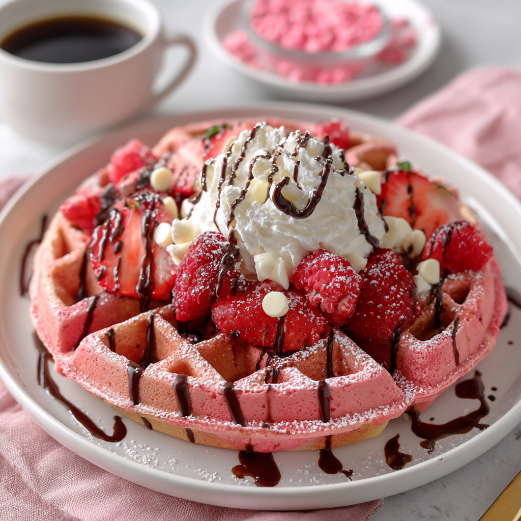 Pink Velvet Homemade Waffles : Festive, Fluffy & Full of Love