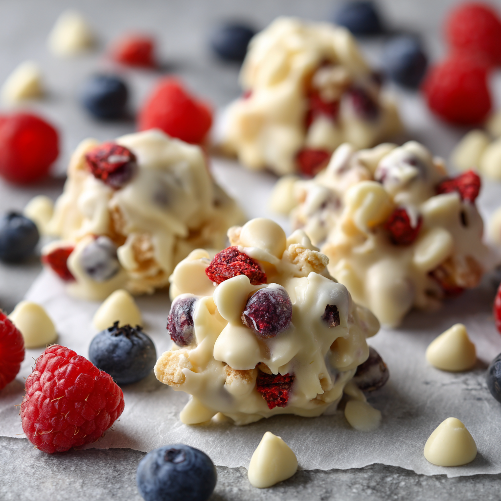 White Chocolate Berry Clusters : Sweet, Crunchy, and No-Bake in Minutes