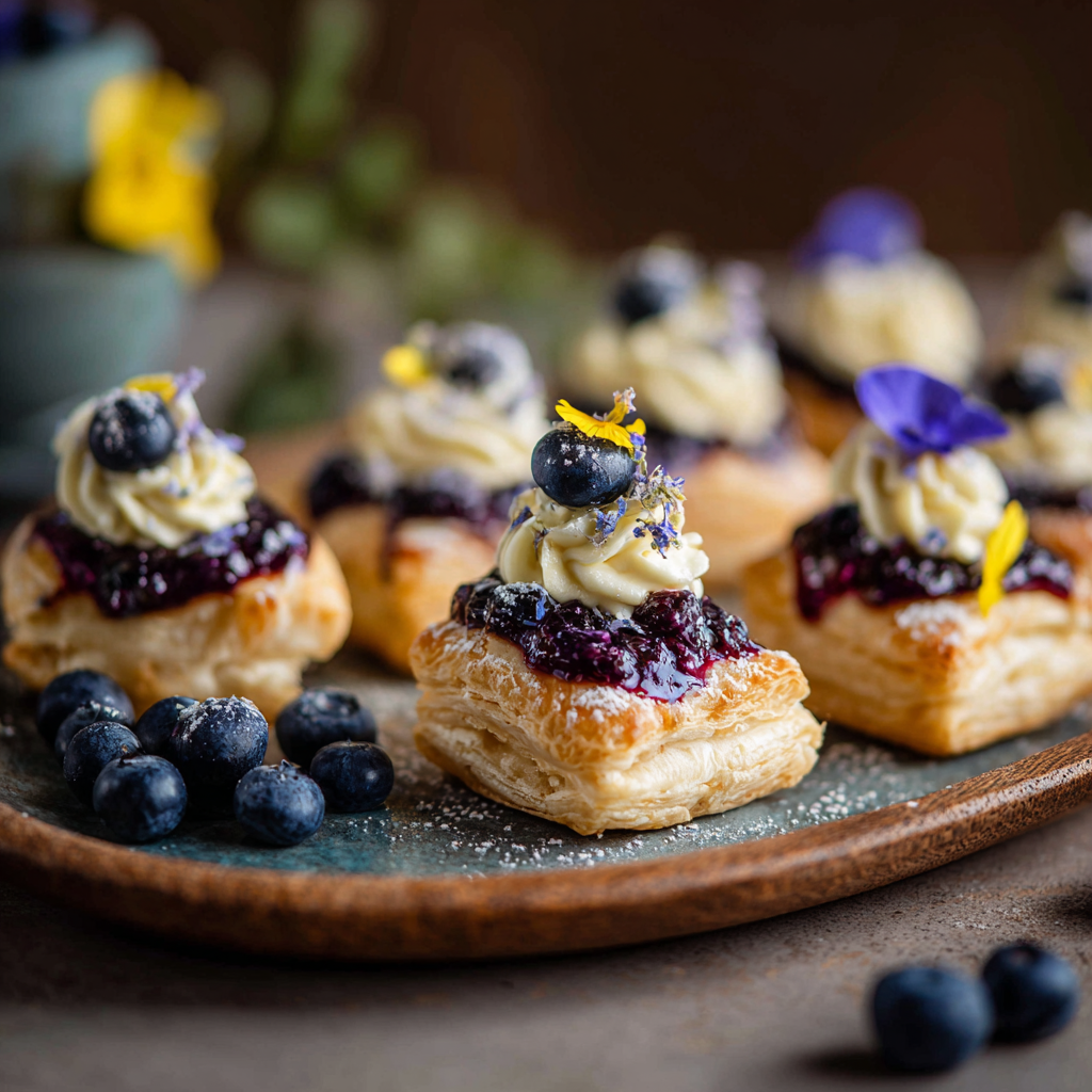 Blueberry Lemon Mini Puff Pastries : Buttery, Bright & Bite-Sized