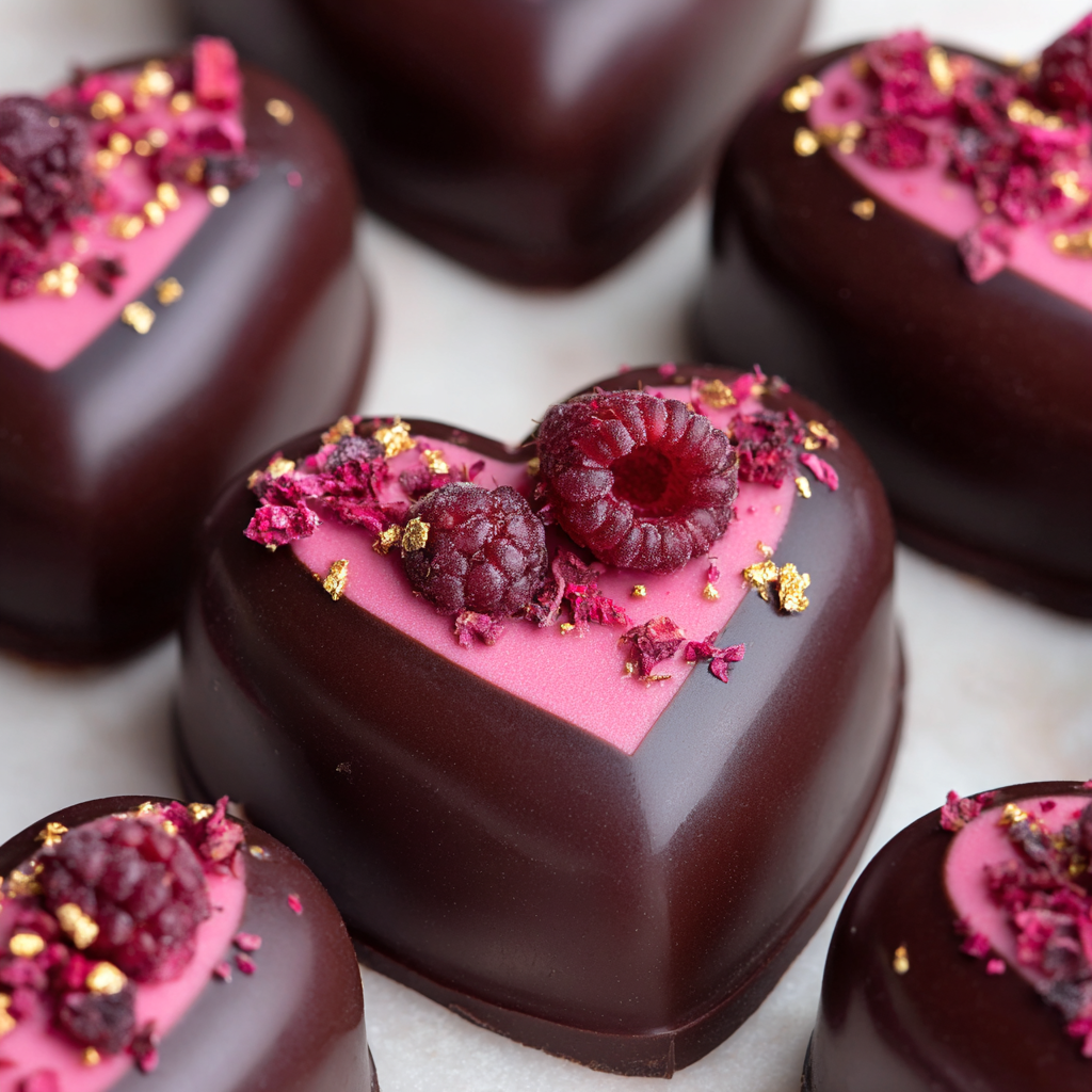 Raspberry Mousse Heart Chocolates : Dreamy, Decadent & Just 4 Ingredients