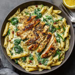 Creamy Pesto Chicken Florentine Pasta