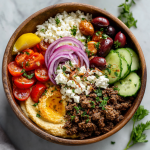 Mediterranean Hummus Bowls with Spiced Beef, Olives & Feta : Budget-Friendly & Customizable