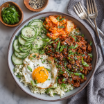 Korean-Inspired Beef Bowl with Cauliflower Rice & Kimchi