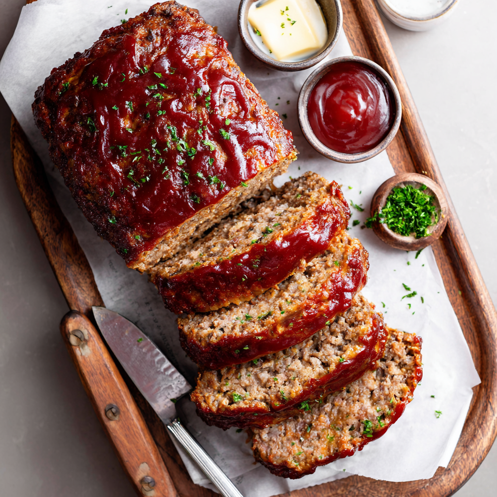 Juicy Oven-Baked Meatloaf with Tangy Ketchup Glaze