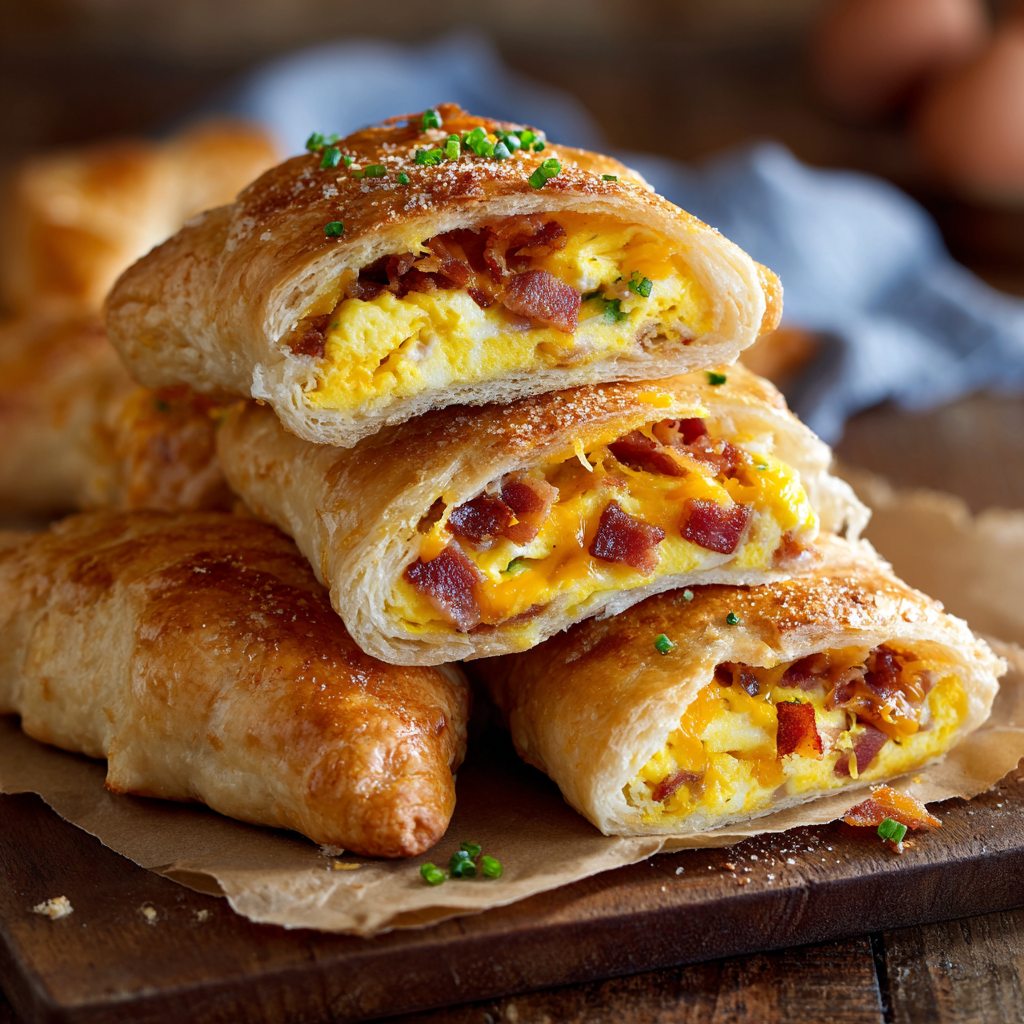 Bacon, Egg and Cheese Breakfast Pockets : Golden, Cheesy & Packed with Flavor