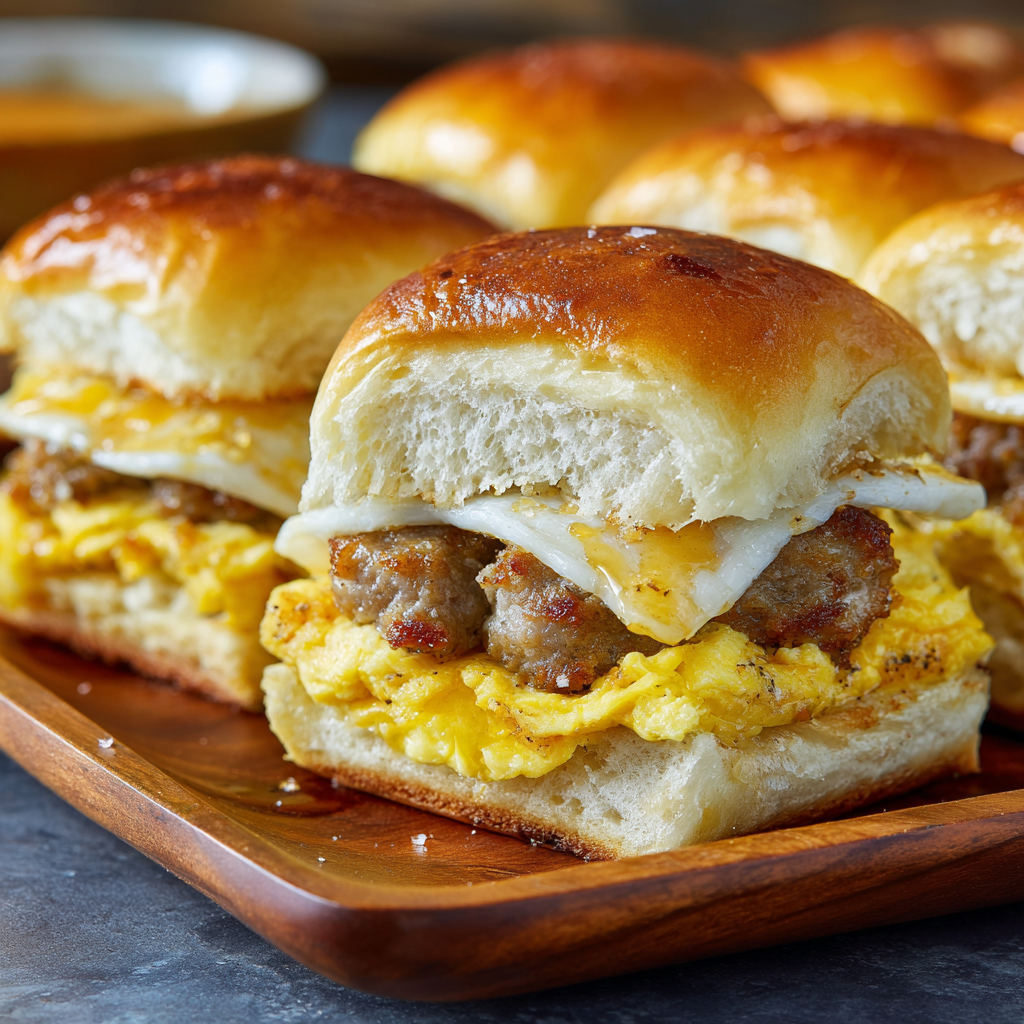 Sausage, Egg & Cheese Breakfast Sliders with Maple Glaze : Sweet, Savory & Satisfying