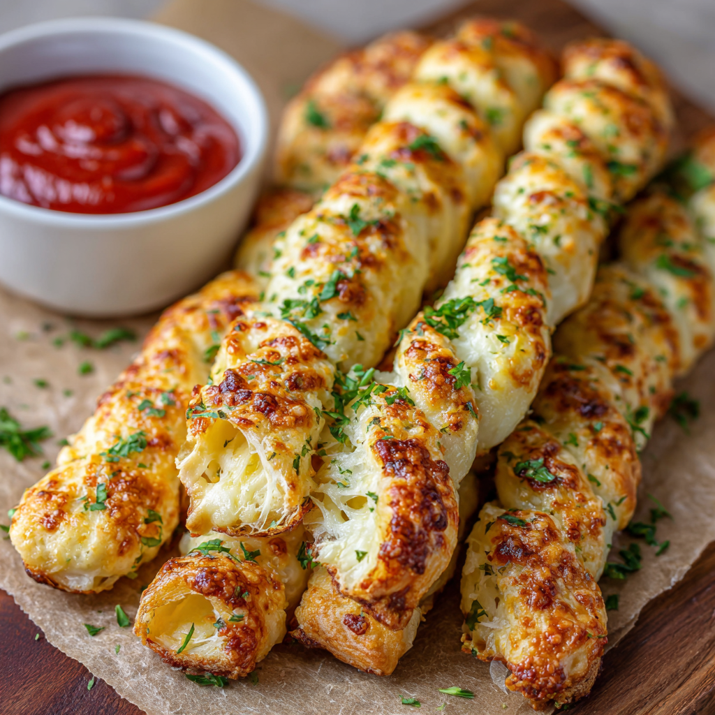 Cheesy Garlic Breadsticks : Twisted, Buttery, and Loaded with Flavor