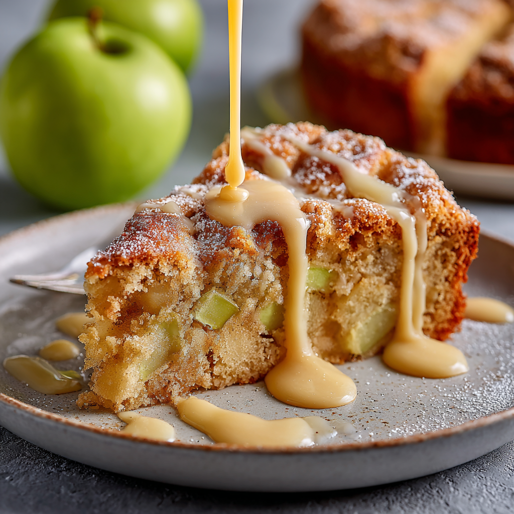 Irish Apple Cake with Warm Custard Sauce