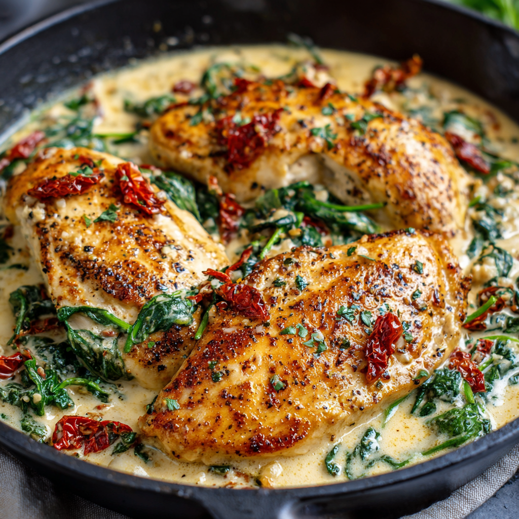 Creamy Tuscan Chicken : Romantic Valentine’s Day Dinner Recipe