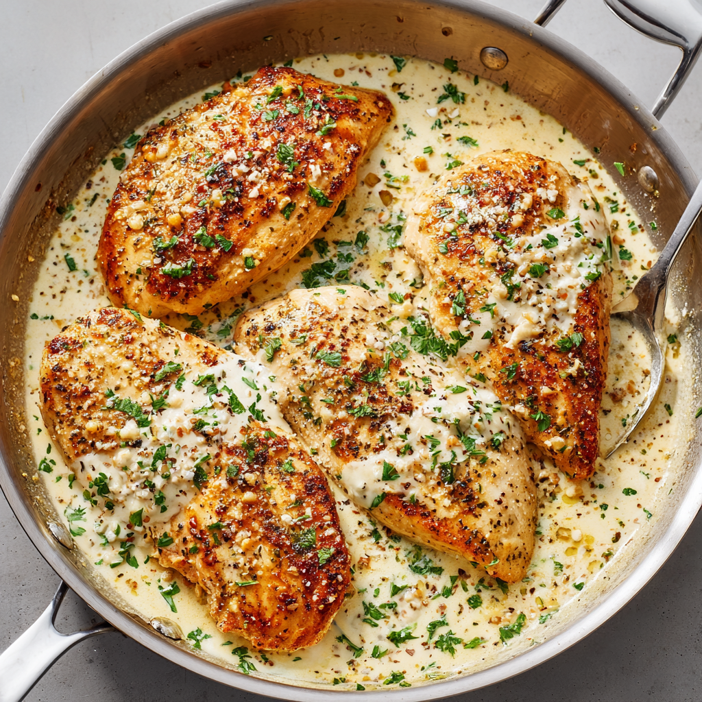 Creamy Garlic Parmesan Chicken Breast : Easy One-Pan Dinner