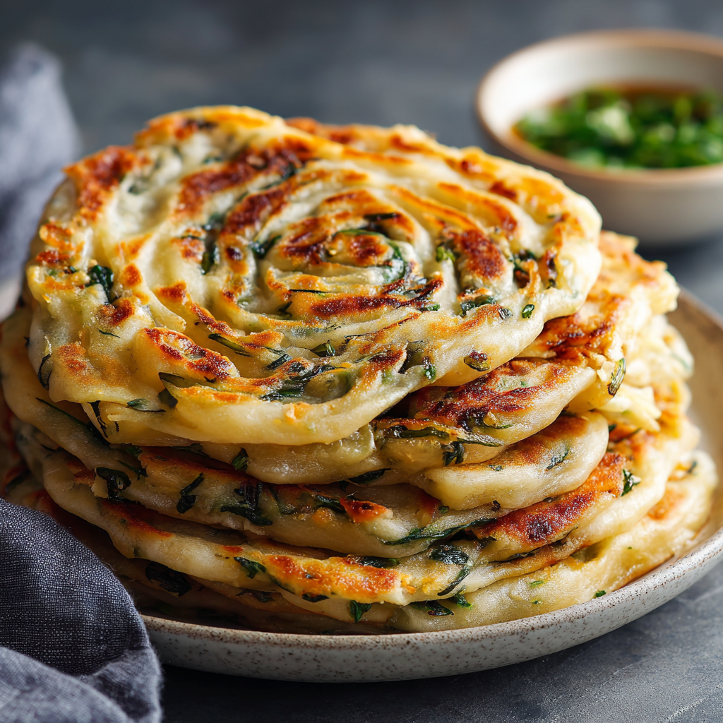 Easy Chinese Scallion Pancakes Recipe : Crispy & Flaky Homemade Delight