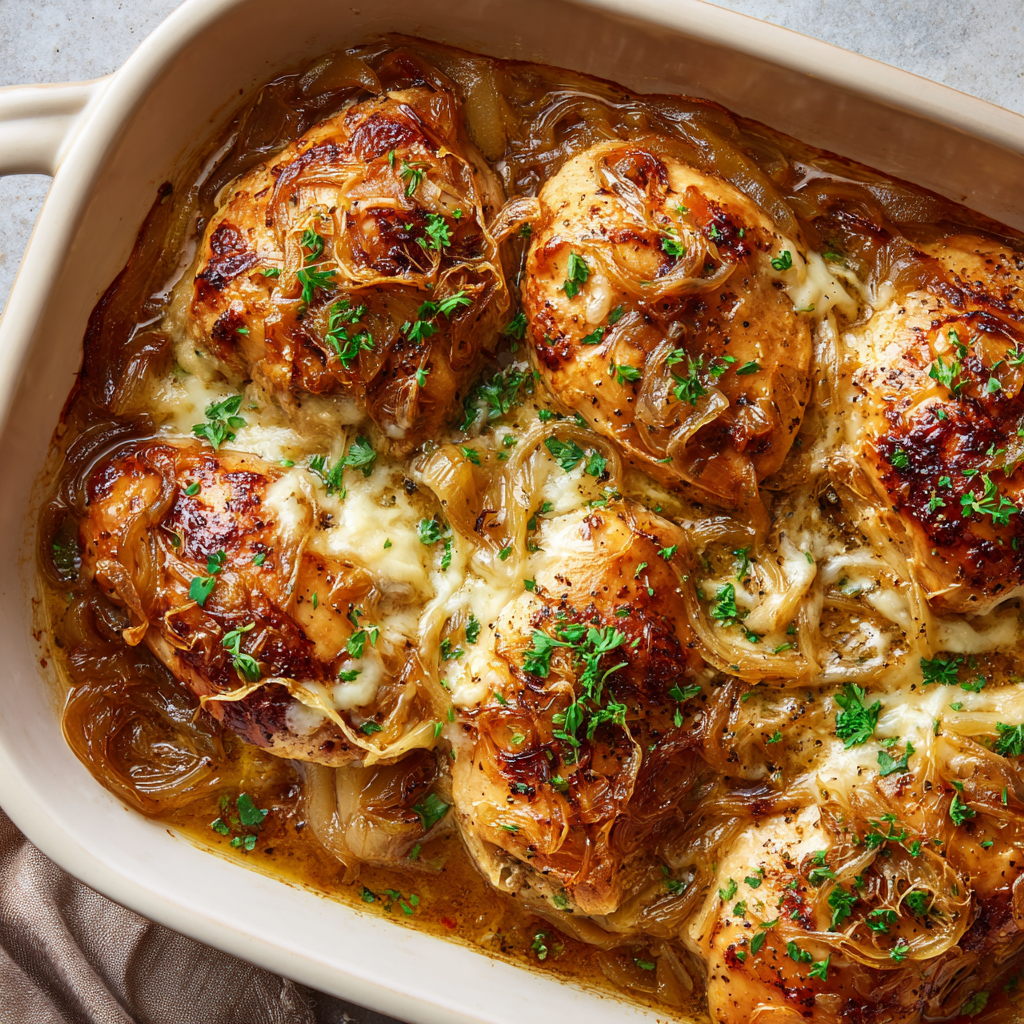 French Onion Chicken Bake: Cheesy, Caramelized Comfort in One Dish