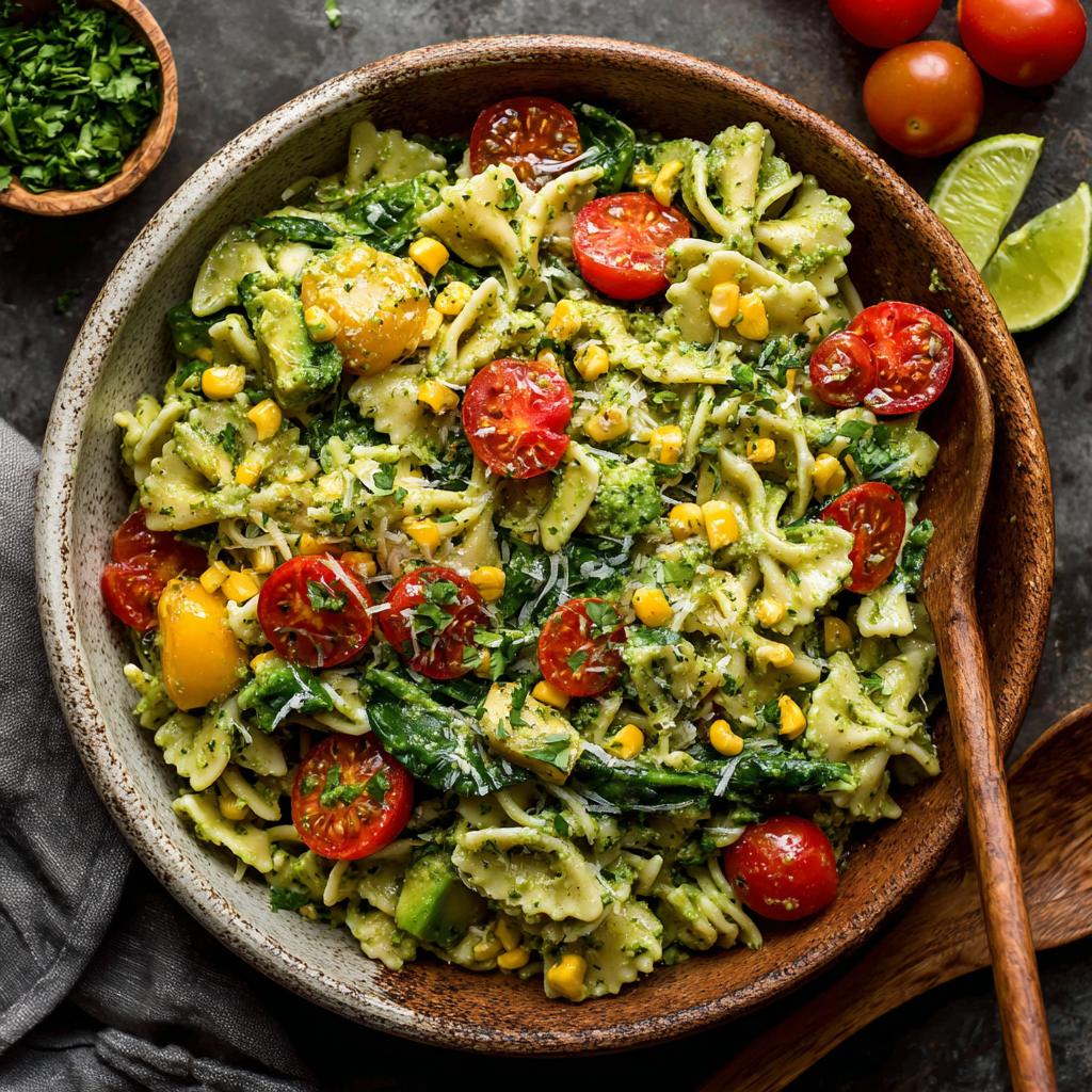 Avocado Pasta Salad with Spinach Pesto : Creamy, Fresh & Wholesome
