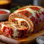 Pizza Meatloaf : Stuffed with Pepperoni, Marinara, and Melted Mozzarella