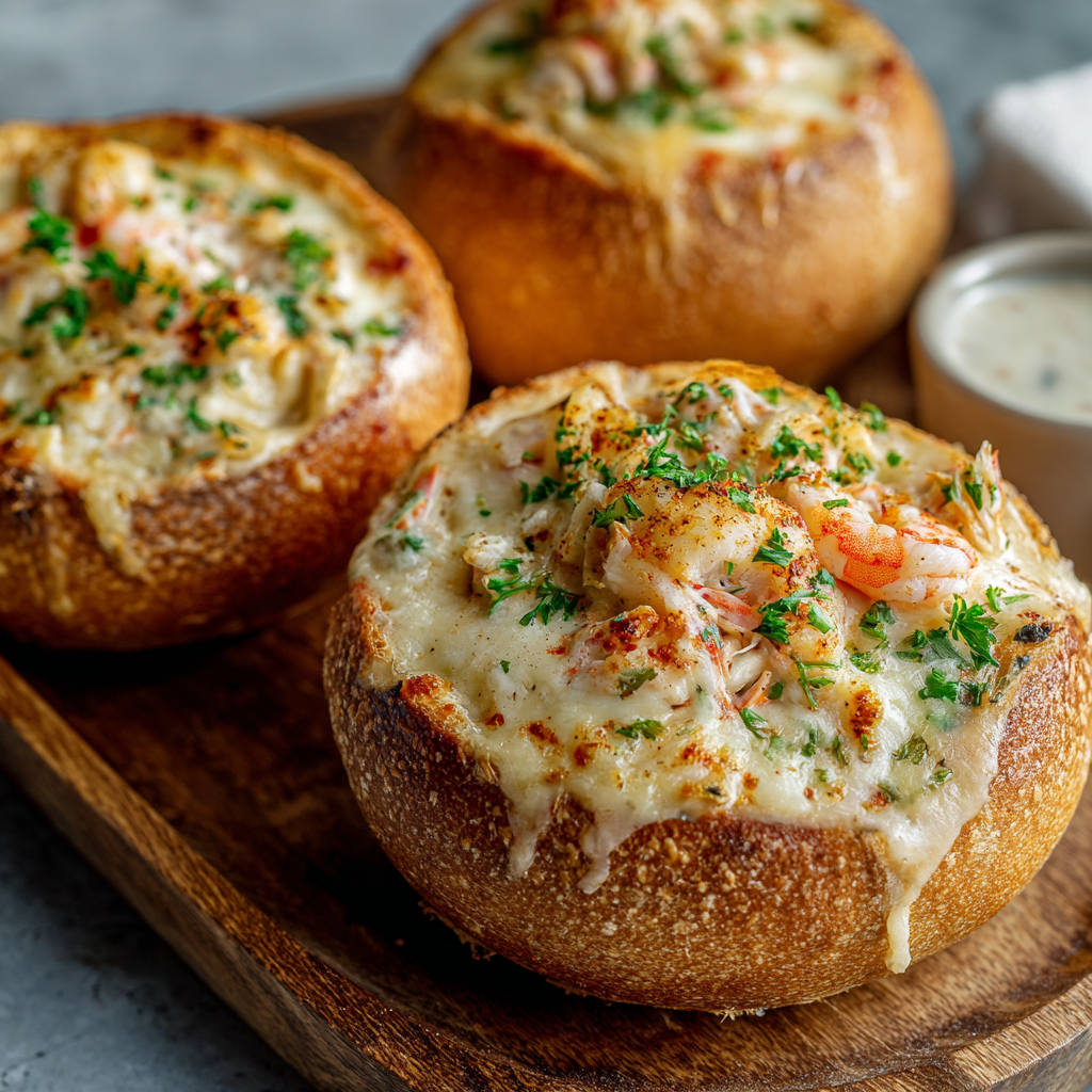 Stuffed Seafood Bread Bowls : Creamy, Cheesy, and Loaded with Flavor