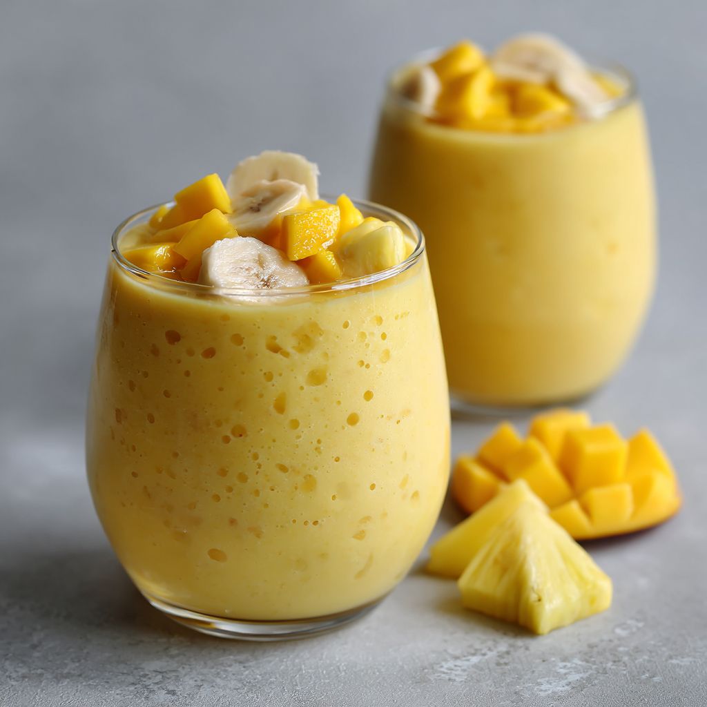 Mango Banana Pineapple Smoothie : Creamy Tropical Yogurt Drink