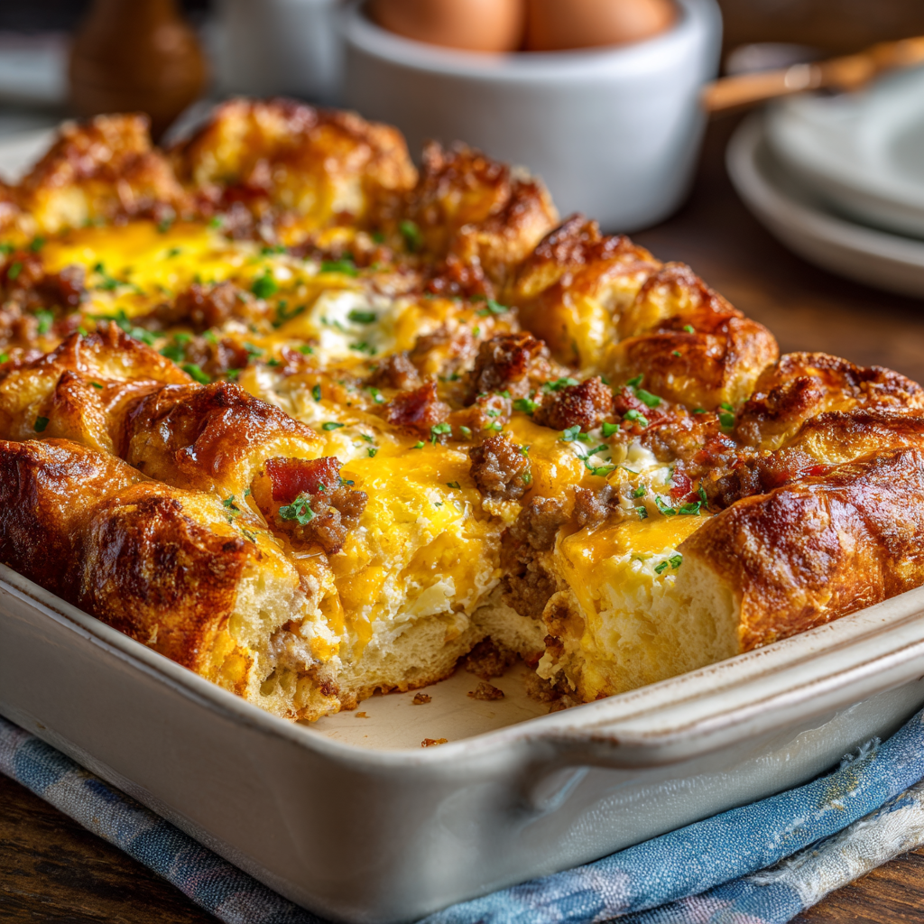 Crescent Roll Breakfast Casserole : Fluffy, Cheesy & Crowd-Pleasing