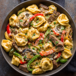 Philly Cheesesteak Tortellini Pasta : Creamy, Cheesy, and Loaded with Flavor