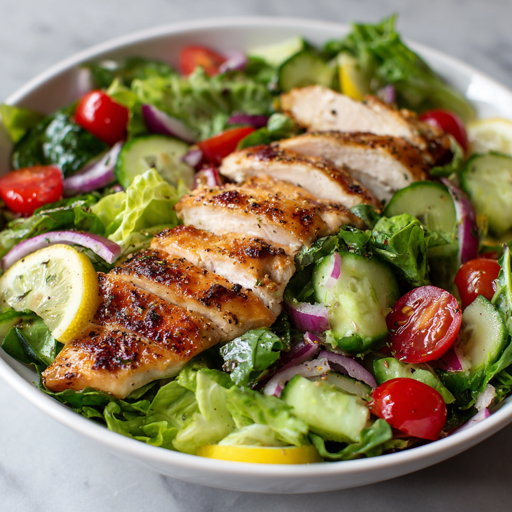 Grilled Chicken Salad with Mixed Greens : Light, Fresh & Protein-Packed