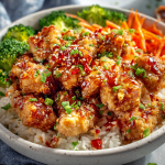 Crispy Air Fryer Firecracker Chicken and Rice Bowls : Sweet, Spicy & High-Protein