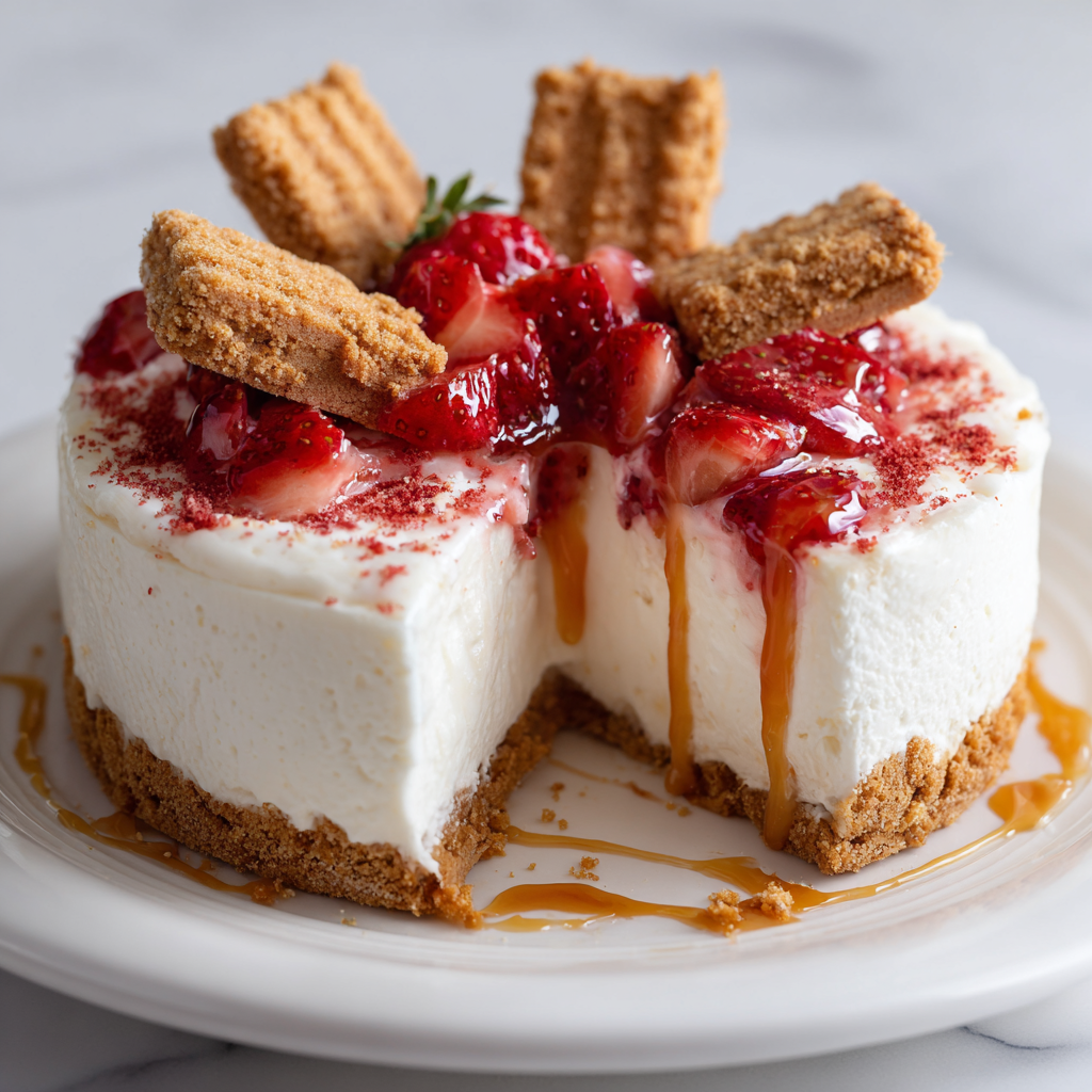 Japanese Yogurt Cheesecake (2-Ingredient Classic + Strawberry Version) : No-Bake & Viral