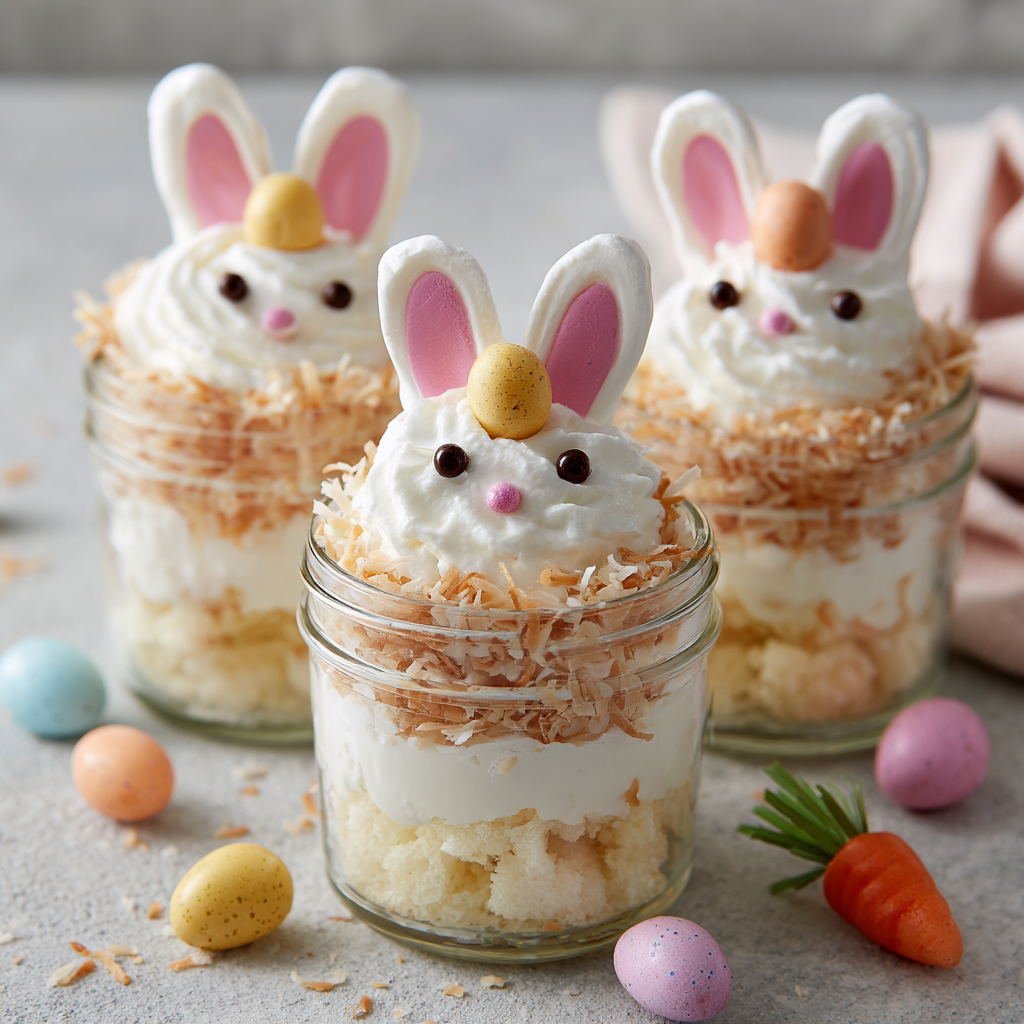 Coconut Cream Bunny Parfaits : Adorable Easter Dessert in a Jar