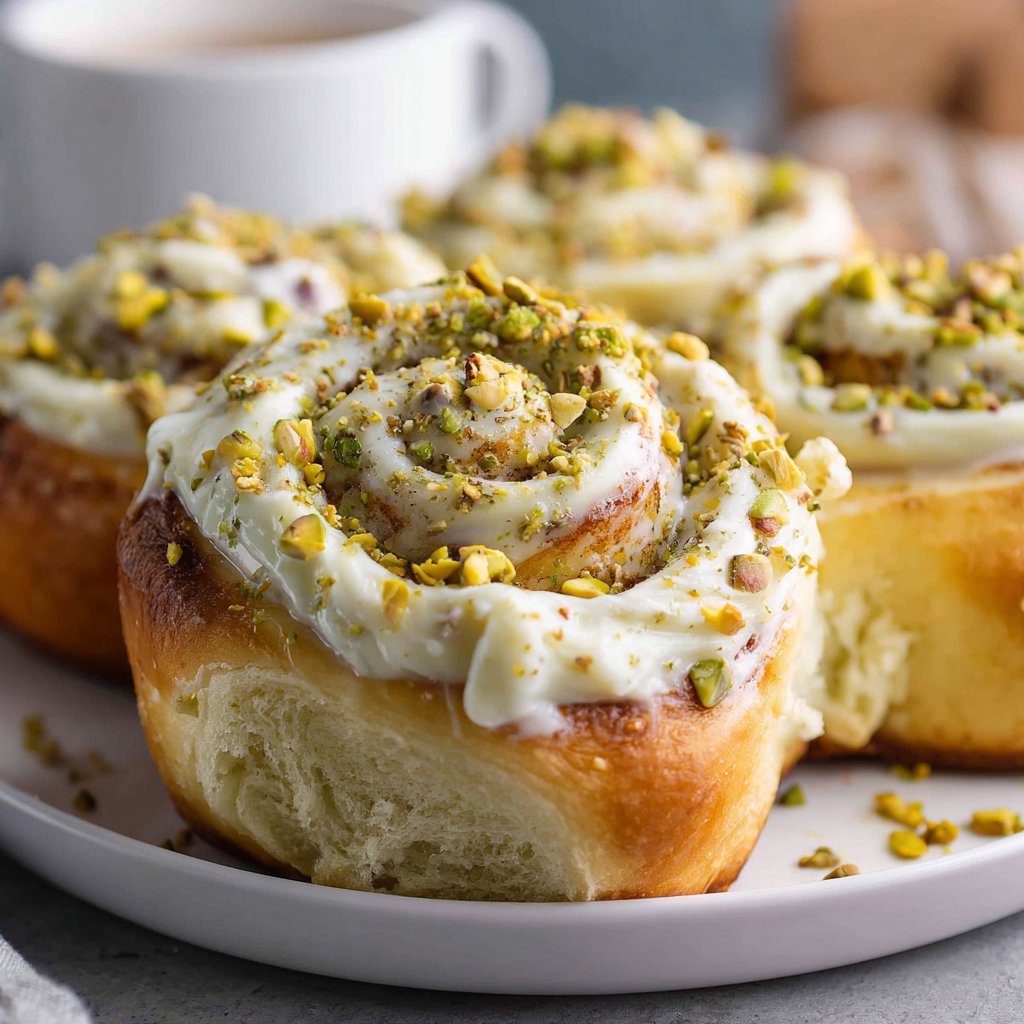 Soft Pistachio Rolls with Cream Cheese Frosting : Bakery-Style Sweet Rolls