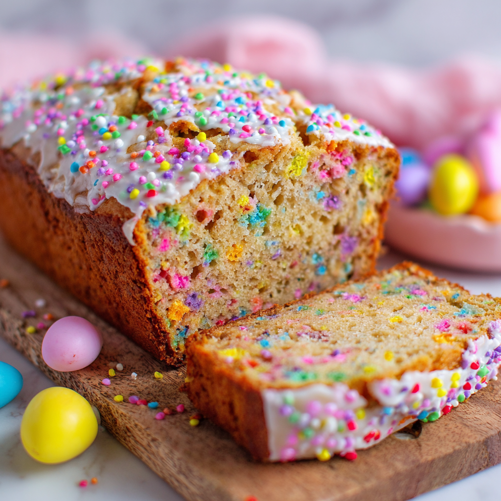Easter Confetti Banana Bread : Colorful Spring Sprinkle Loaf