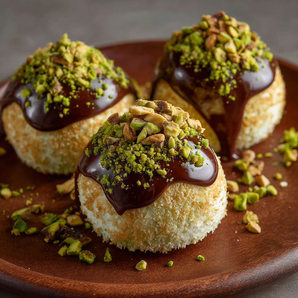 Dubai Pistachio Cheese Bomb : Luxurious Middle Eastern Dessert with Chocolate & Kunafa