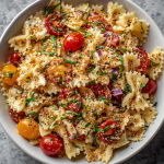 Bruschetta Pasta Salad : Fresh Tomato Basil Pasta with Crunchy Breadcrumbs