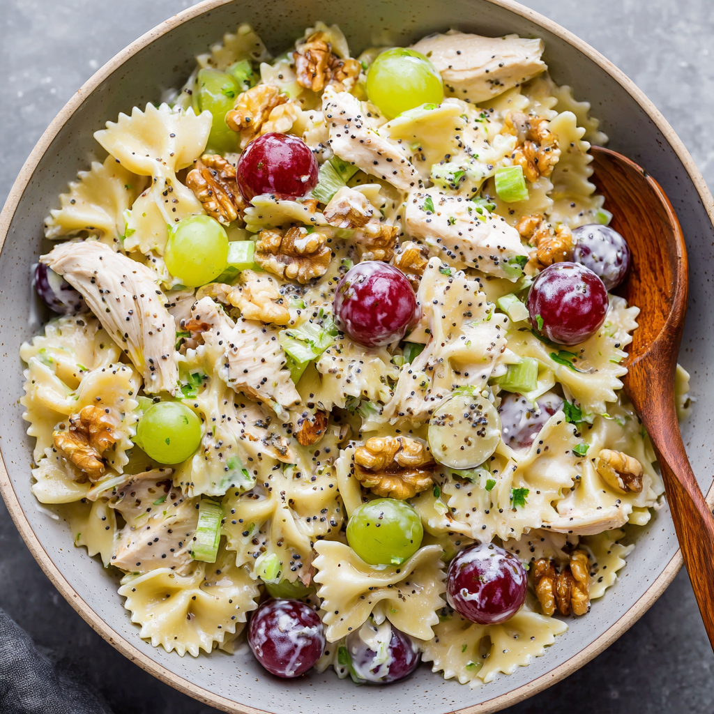 Creamy Chicken Grape Pasta Salad with Poppy Seed Dressing (Easy & Refreshing)