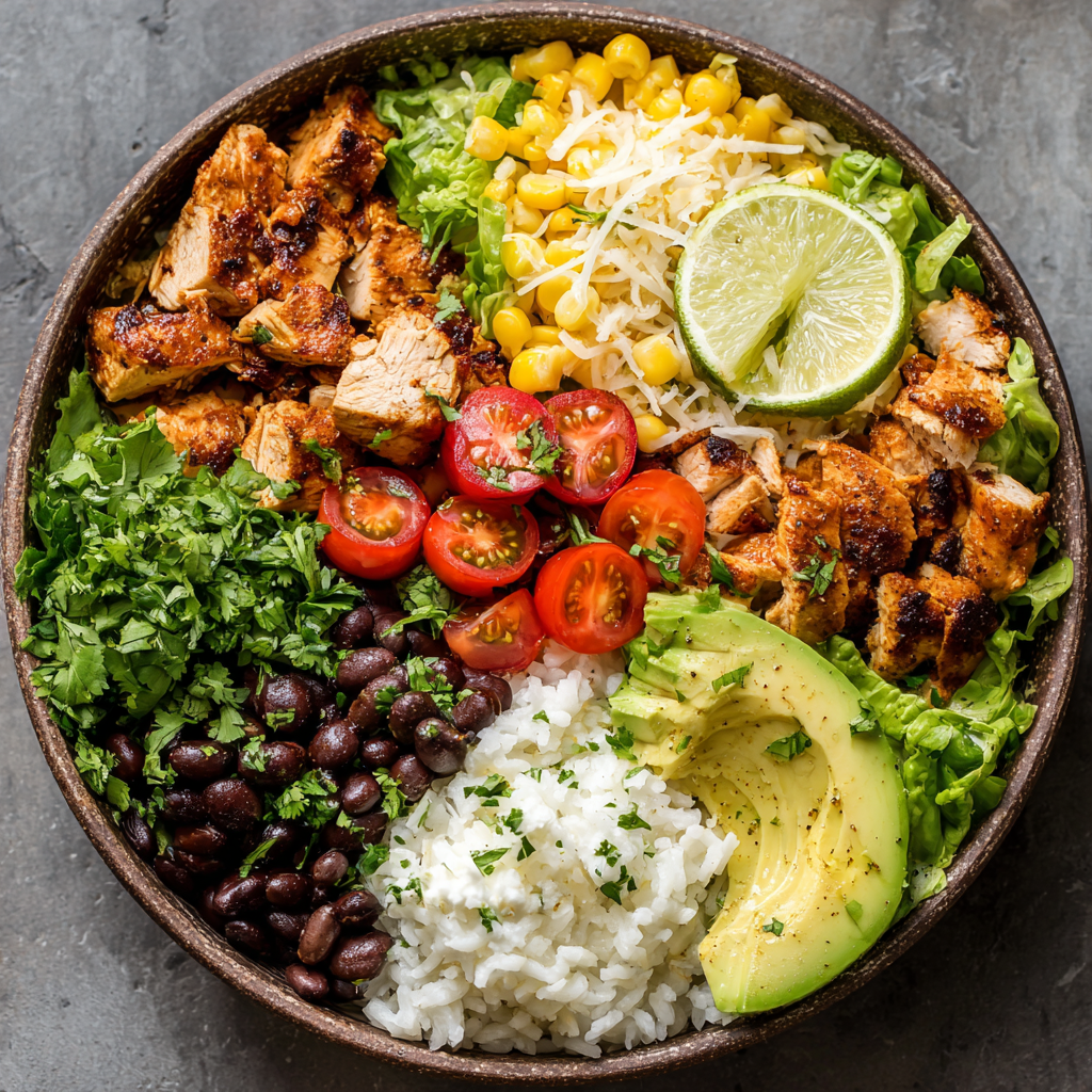 Copycat Chipotle Chicken Burrito Bowls : Easy High-Protein Meal Prep